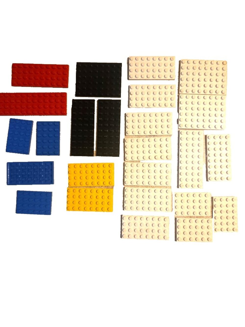 Lot of 25 Vintage Lego Plates Assorted Colors Blue Red White Black Yellow